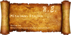 Mitelman Etelka névjegykártya